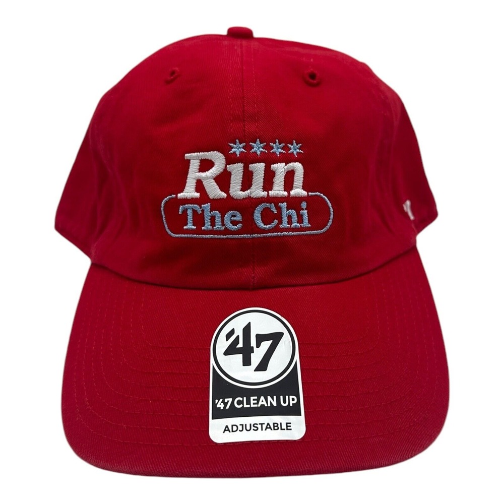 '47 Clean Up Run The Chi Chicago Marathon Hat Cap Red Strapback Dad Running‎